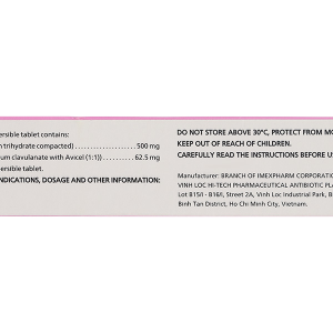 Biocemet DT 500mg/62,5mg trị nhiễm khuẩn do vi khuẩn nhạy cảm (2 vỉ x 7 viên)