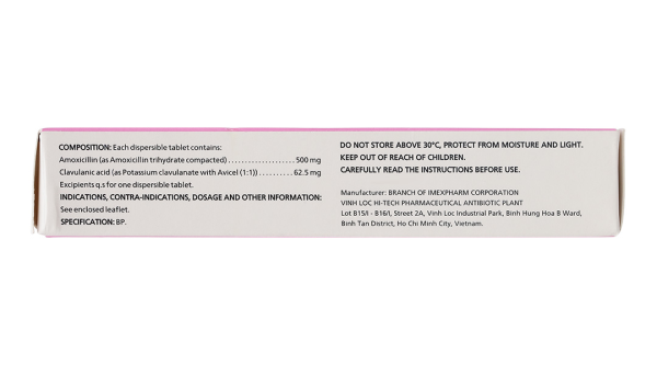 Biocemet DT 500mg/62,5mg trị nhiễm khuẩn do vi khuẩn nhạy cảm (2 vỉ x 7 viên)