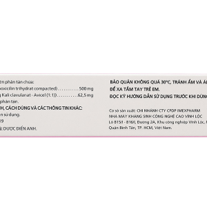 Biocemet DT 500mg/62,5mg trị nhiễm khuẩn do vi khuẩn nhạy cảm (2 vỉ x 7 viên)