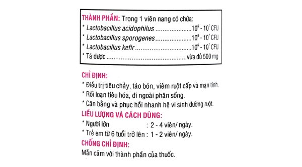 Biolac trị tiêu chảy, táo bón, viêm ruột cấp và mạn tính lọ 100 viên