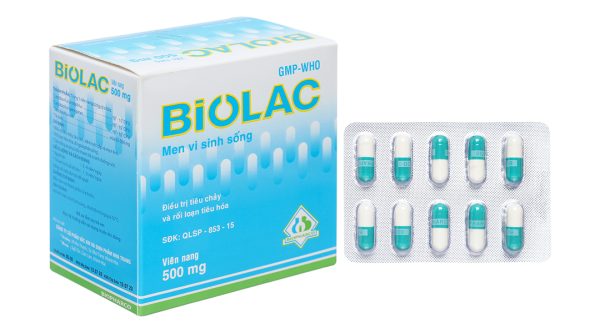 Biolac 500mg bổ sung vi sinh, trị tiêu chảy và táo bón (10 vỉ x 10 viên)