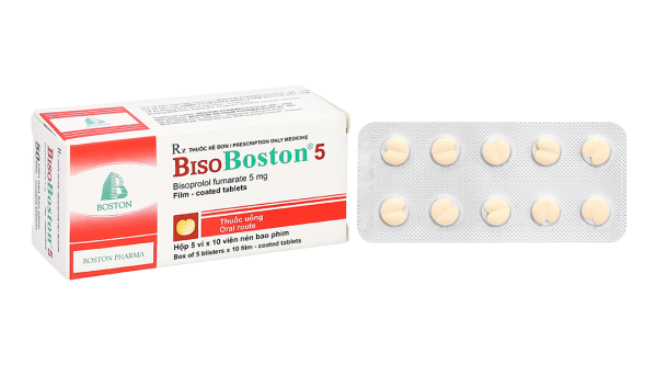 Bisoboston 5 trị tăng huyết áp, đau thắt ngực (5 vỉ x 10 viên)