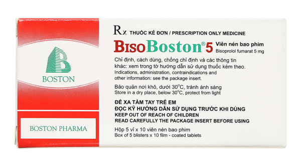 Bisoboston 5 trị tăng huyết áp, đau thắt ngực (5 vỉ x 10 viên)