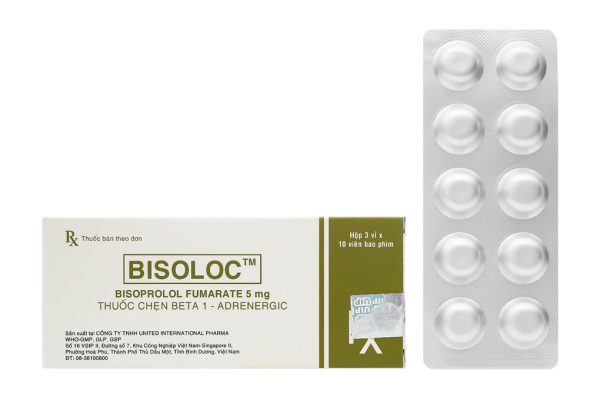 Bisoloc 5mg trị tăng huyết áp, suy tim (3 vỉ x 10 viên)