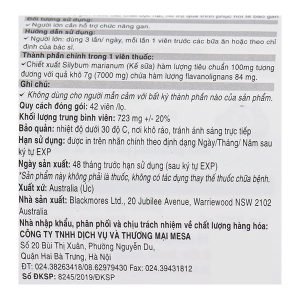 Blackmores Milk Thistle bảo vệ gan, hỗ trợ quá trình phục hồi gan lọ 42 viên