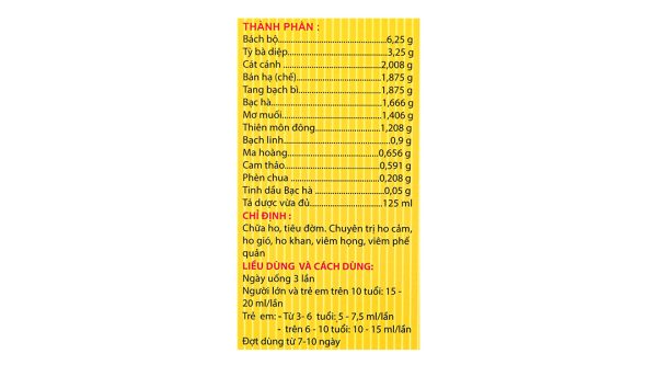 Siro Bổ Phế TW3 Chỉ Khái Lộ trị ho, tiêu đờm chai 125ml