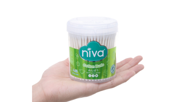 Tăm bông ráy tai Niva AJ2 thân giấy đầu tròn và xoắn hũ 200 que