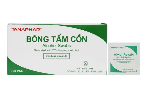 Bông tẩm cồn Tanaphar hộp 100 miếng