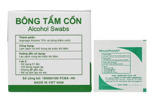 Bông tẩm cồn Tanaphar hộp 100 miếng