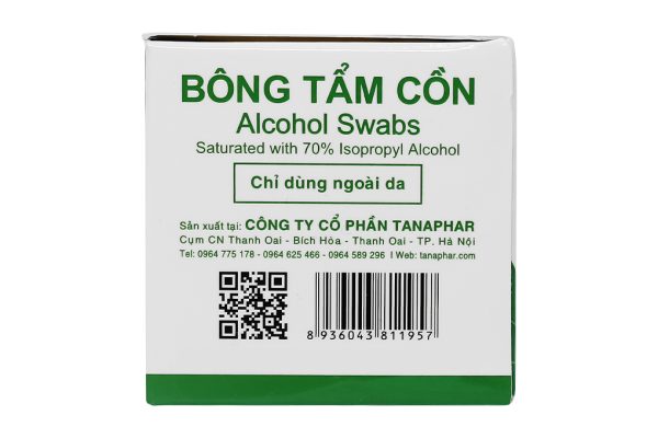 Bông tẩm cồn Tanaphar hộp 100 miếng