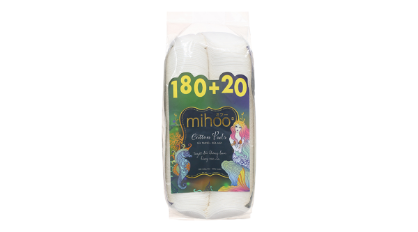 Bông tẩy trang Mihoo mềm mịn dạng tròn gói 200 miếng