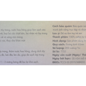 Bông tẩy trang Mihoo mềm mịn dạng tròn gói 200 miếng