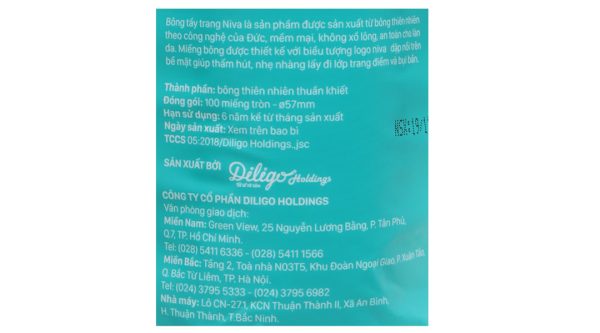 Bông tẩy trang Niva mềm mịn dạng tròn gói 100 miếng
