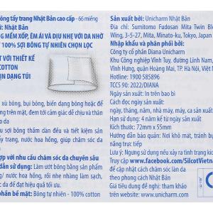 Bông tẩy trang Unicharm Silcot cao cấp mềm xốp, êm ái hộp 66 miếng
