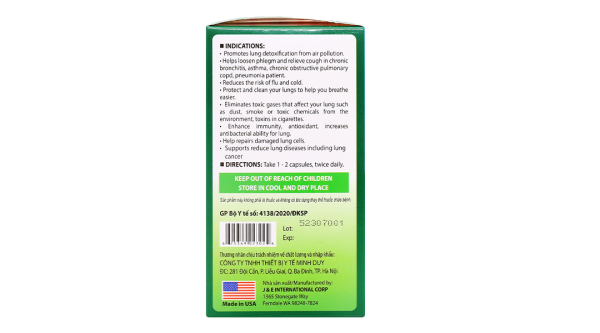 Boni Detox giúp giải độc phổi, long đờm, giảm ho hộp 30 viên
