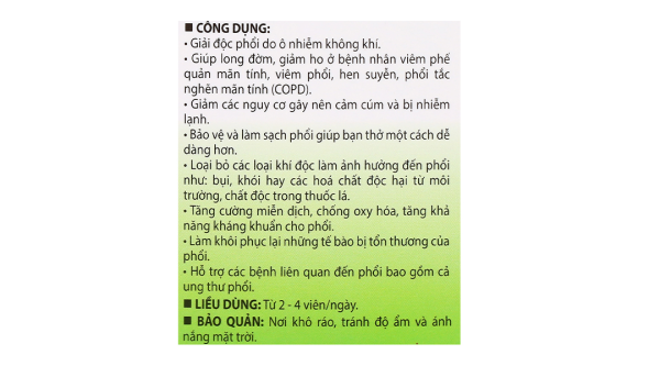 Boni Detox giúp giải độc phổi, long đờm, giảm ho hộp 30 viên