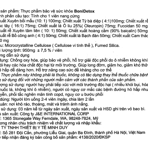 Boni Detox giúp giải độc phổi, long đờm, giảm ho hộp 30 viên