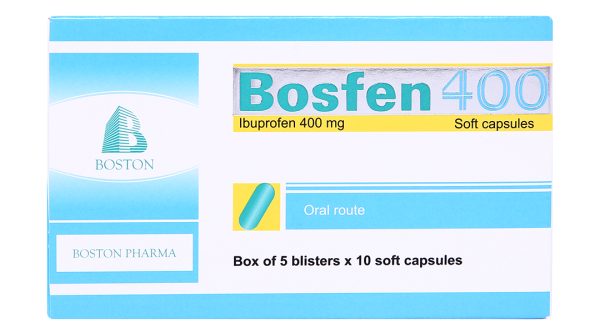 Bosfen 400 giảm đau, hạ sốt, kháng viêm 400mg (5 vỉ x 10 viên)