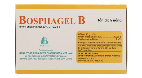 Hỗn dịch uống Bosphagel B 20% trị đau, bỏng rát do axit dạ dày gây ra (30 gói x 20g)