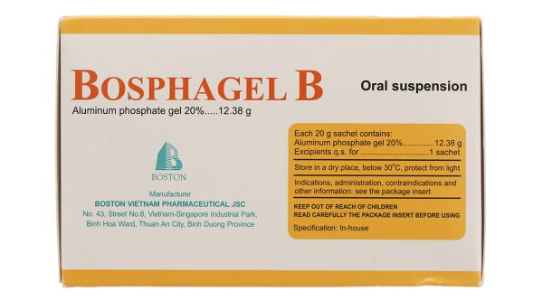 Hỗn dịch uống Bosphagel B 20% trị đau, bỏng rát do axit dạ dày gây ra (30 gói x 20g)