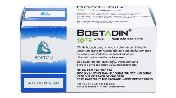 Bostadin 10mg trị viêm mũi dị ứng, mày đay (10 vỉ x 10 viên)