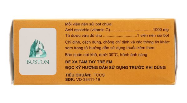 Viên nén sủi bọt Boston C 1000 trị tình trạng mệt mỏi tuýp 10 viên