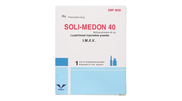 Bột đông khô pha tiêm Soli-Medon 40 chống viêm, giảm miễn dịch (1 lọ bột + 1 ống 1ml)