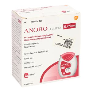 Bột hít Anoro Ellipta 62,5/25mcg giảm triệu chứng tắc nghẽn đường hô hấp lọ 30 liều hít