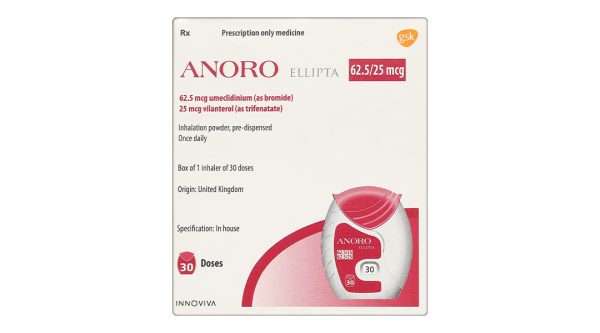 Bột hít Anoro Ellipta 62,5/25mcg giảm triệu chứng tắc nghẽn đường hô hấp lọ 30 liều hít