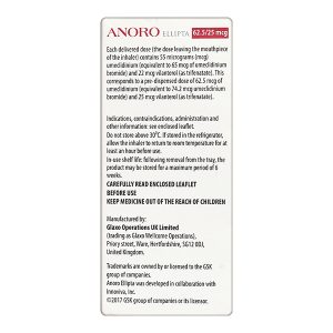 Bột hít Anoro Ellipta 62,5/25mcg giảm triệu chứng tắc nghẽn đường hô hấp lọ 30 liều hít