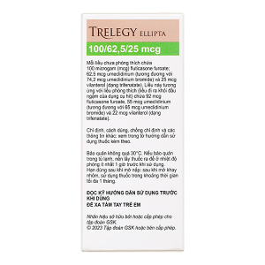 Bột hít phân liều Trelegy Ellipta 100/62,5/25 mcg giảm triệu chứng COPD lọ 30 liều hít