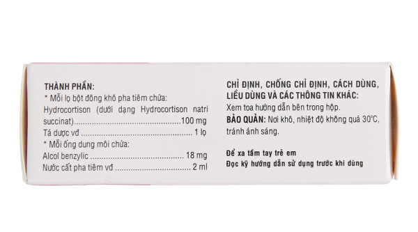 Bột khô pha tiêm Hydrocortison Bidiphar 100mg chống viêm, dị ứng (1 lọ bột + 1 ống 2ml)