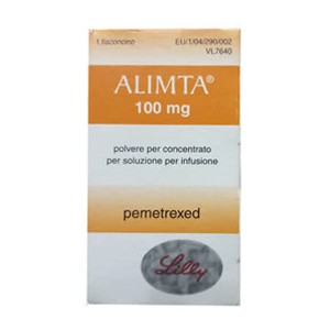 Bột pha tiêm Alimta 100mg điều trị u trung biểu mô màng phổi ác tính lọ 100mg