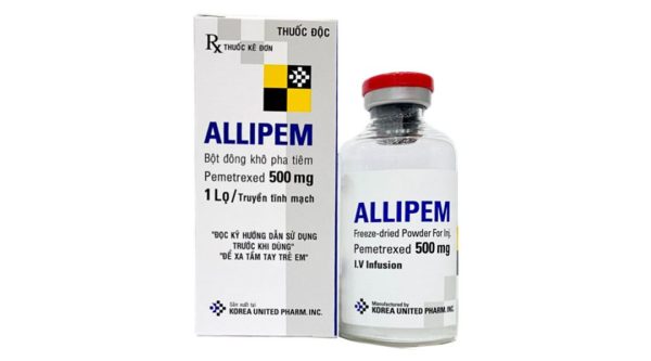 Bột pha tiêm Allipem 500mg điều trị ung thư phổi không tế bào nhỏ hộp 1 lọ 500mg