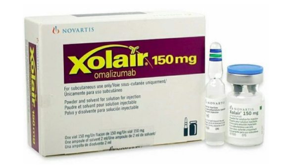 Bột pha tiêm Xolair 150mg trị hen do dị ứng, mề đay (1 lọ bột + 1 ống 2ml)