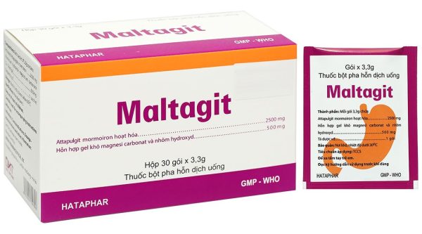 Bột pha hỗn dịch uống Maltagit điều trị triệu chứng đau thực quản - dạ dày (30 gói x 3.3g)