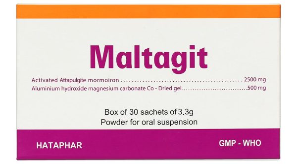 Bột pha hỗn dịch uống Maltagit điều trị triệu chứng đau thực quản - dạ dày (30 gói x 3.3g)