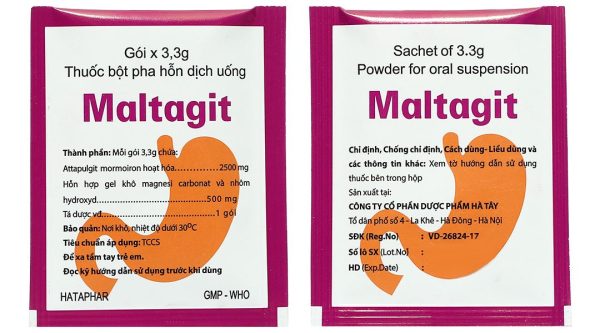 Bột pha hỗn dịch uống Maltagit điều trị triệu chứng đau thực quản - dạ dày (30 gói x 3.3g)