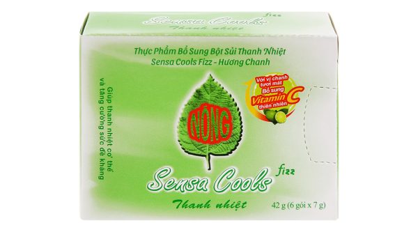 Bột sủi Sensa Cools Fizz hương chanh thanh nhiệt, bổ sung vitamin C hộp 6 gói x 7g
