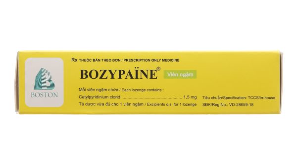 Viên ngậm Bozypaine trị viêm họng, đau họng tuýp 24 viên