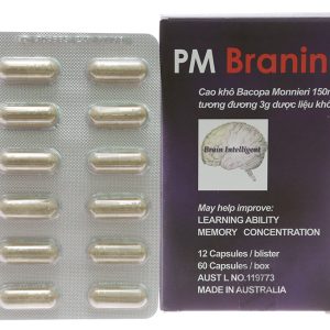 PM Branin 150mg cải thiện các chức năng não, cải thiện trí nhớ (5 vỉ x 12 viên)