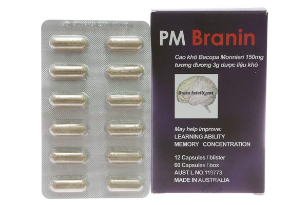 PM Branin 150mg cải thiện các chức năng não, cải thiện trí nhớ (5 vỉ x 12 viên)