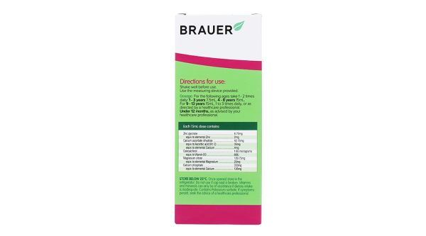 Siro Brauer Liquid Calcium with Magnesium & Zinc hỗ trợ xương và răng chai 200ml