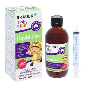Siro Brauer Baby & Kids Liquid Zinc bổ sung kẽm, vitamin C, D3 cho bé chai 200ml