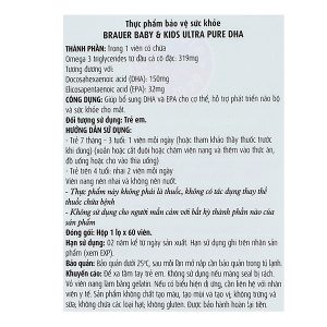Brauer Ultra Pure DHA hỗ trợ trí não, bổ mắt cho bé chai 60 viên