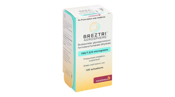 Thuốc xịt Breztri Aerosphere 160/7.2/5mcg trị bệnh phổi tắc nghẽn mạn tính chai 120 liều