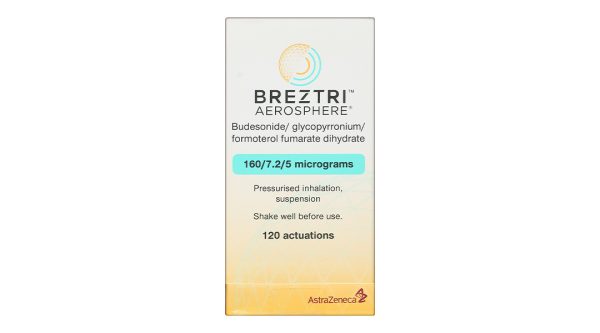 Thuốc xịt Breztri Aerosphere 160/7.2/5mcg trị bệnh phổi tắc nghẽn mạn tính chai 120 liều