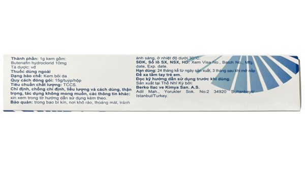 Butefin 1% Cream điều trị lang ben, nấm tuýp 15g
