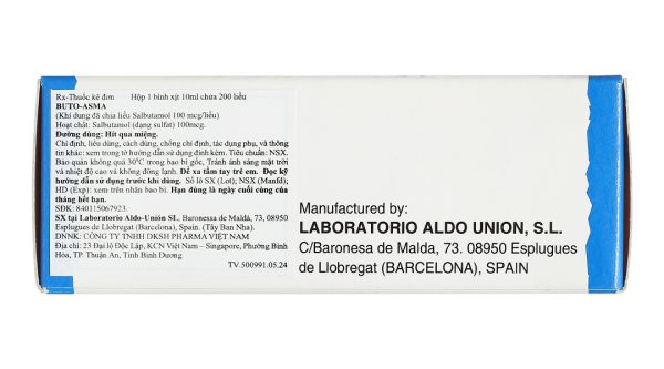 Dung dịch khí dung Buto-asma 100mcg trị triệu chứng hen phế quản bình 200 liều