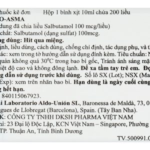Dung dịch khí dung Buto-asma 100mcg trị triệu chứng hen phế quản bình 200 liều